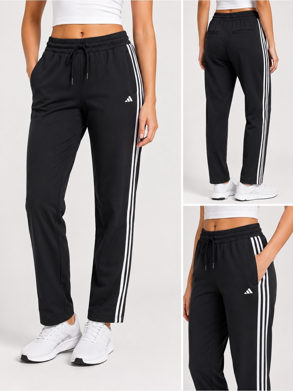 Adidas Black Joggers with White Three-Stripe Side